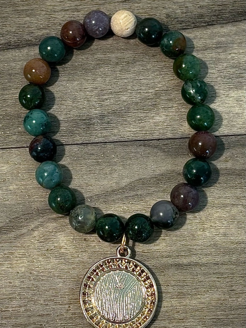 Louis Vuitton Authentic Upcycled Charm on Real Ocean Jasper Crystals Bracelet! - Picture 4 of 7